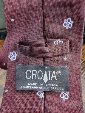 Cravats Luxury CROATA Men's Silk Tie Homeland Of The Cravats Signature Wine Red